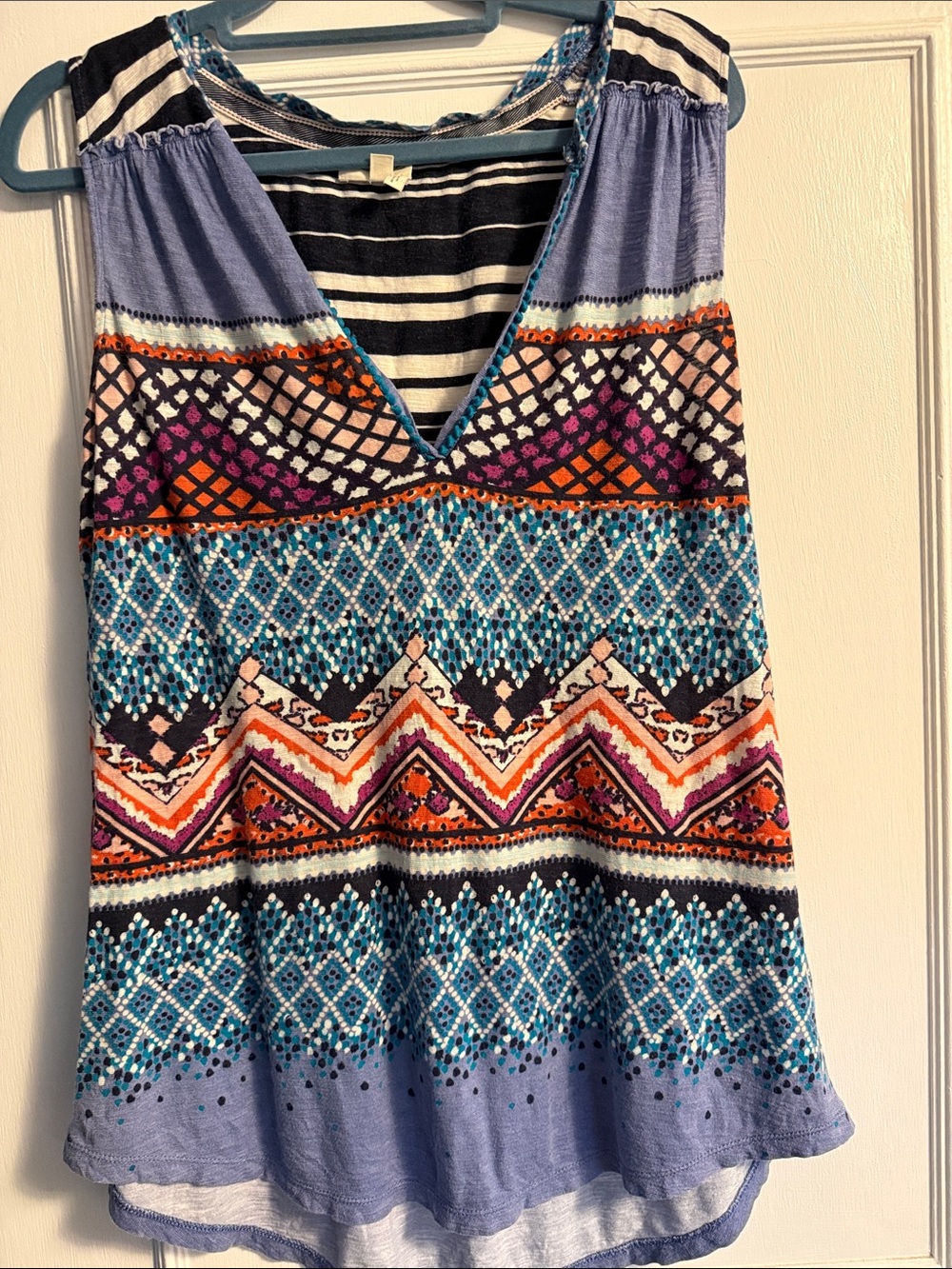 Anthropologie boho V-Neck Women's Top in Blue Multi